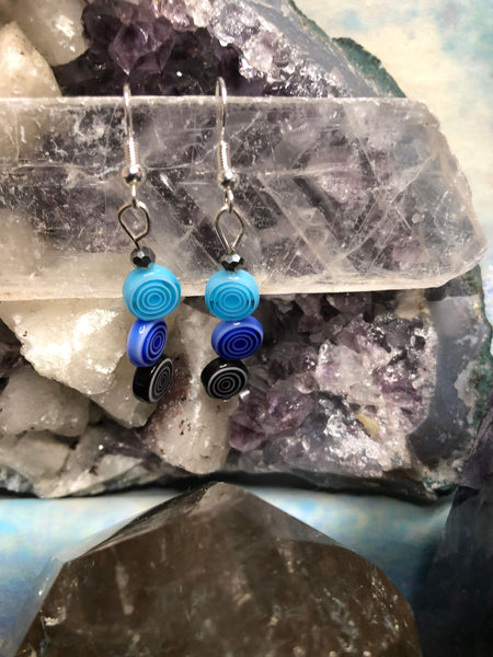 Glass Earrings with Silver Tone Earwires