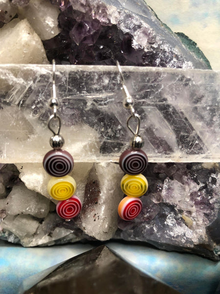 Glass Earrings with Silver Tone Earwires