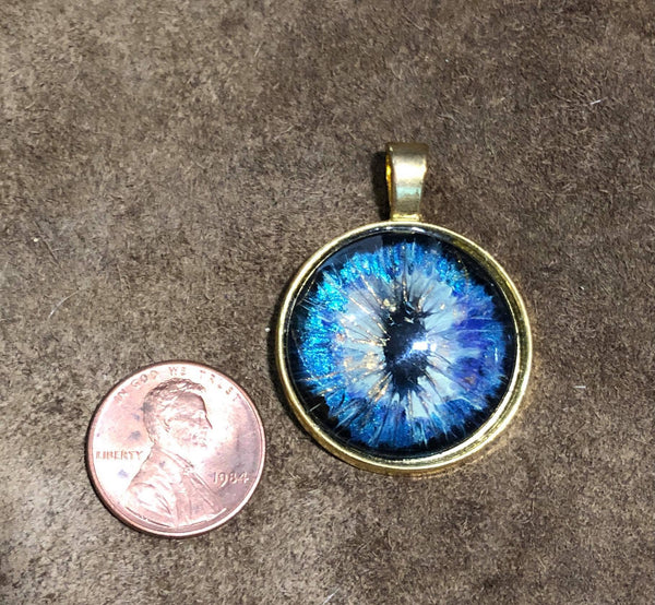 Reverse Glass Hand Painted Dragon Eye - Blue